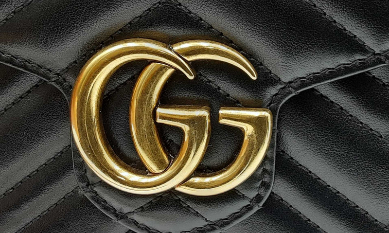 Gucci Marmont Quilted Black Leather Wallet On Chain Eb0524cxzdu