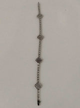 Clover Motif Silver Lab Diamond Tennis Bracelet 14.3 Grams 6 Inch Vc1225rez