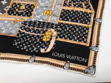 Louis Vuitton Let's Go Trunk Black Gray Monogram Silk Scarf Do0126lxzde