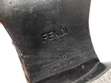 Fendi Stivaleto Boots In Black Leather & Ff Zucca Monogram Canvas Size 10 Fw0726crdu