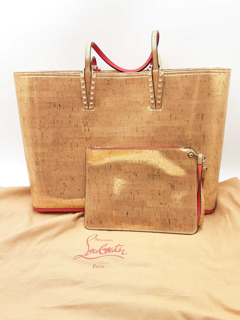 Christian Louboutin Gold Metallic Cork Textured Cabata Tote Bag Eb1024prxdu