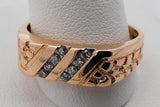 14k Yellow Gold Nugget Ring With Diamonds 6.1 Grams Size 10.75 Eb0526prxsa