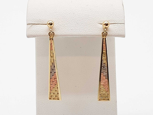 14k Tricolor Gold 4.8g Dangle Stud Earrings Do0725lrrde