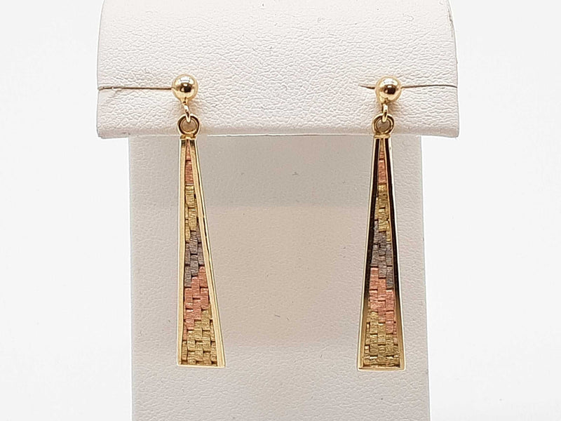14k Tricolor Gold 4.8g Dangle Stud Earrings Do0725lrrde