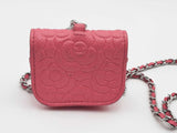 Chanel Camellia Embossed Pink Leather Airpod Pro Case With Chain Eb0626lrxsa