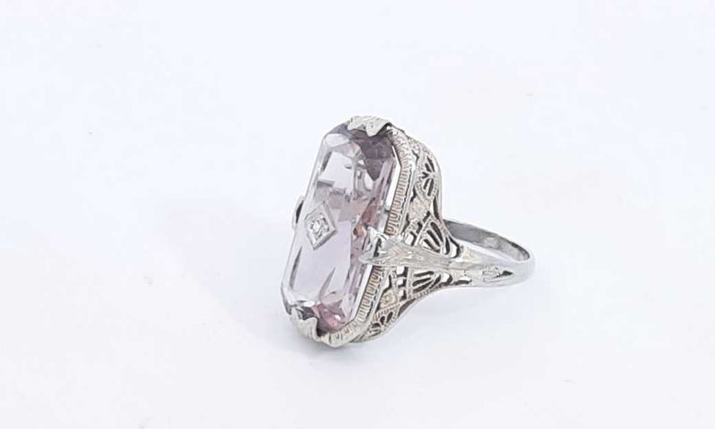 18k White Gold Filigree Ring Size 6.5 4.6 Grams Eb0424lixsa