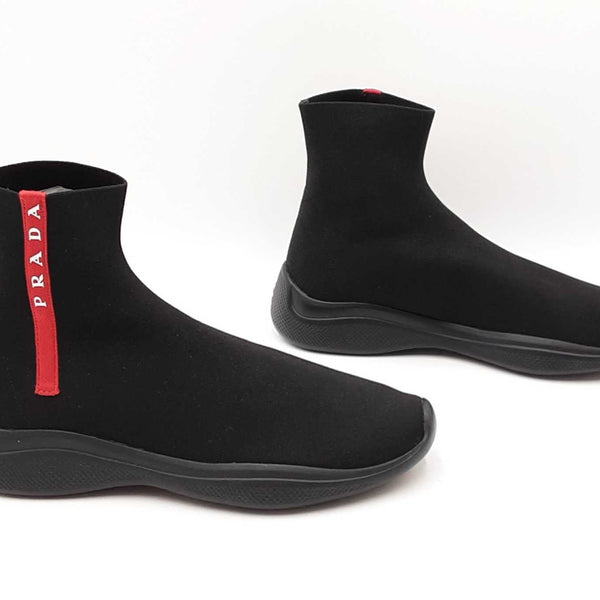 Prada Sport Logo Black Sock Knit High Top Sneakers Size Us 6 Men's