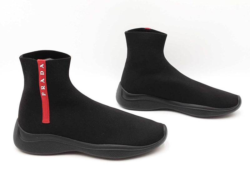 Prada Sport Logo Black Sock-knit High Top Sneakers Size Us 6 Men's Fw0825rzdu