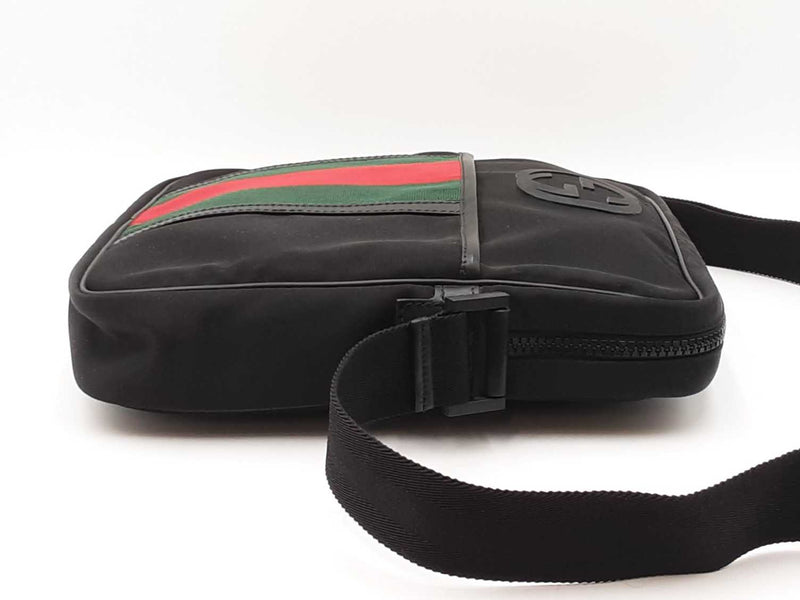 Gucci Web Stripe Black Techno Canvas Messenger Bag Fw0525ozxdu