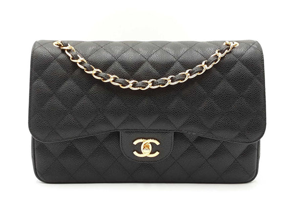 Chanel Jumbo Double Flap Bag In Black Quilted Caviar Leather Fw0725prxzdu