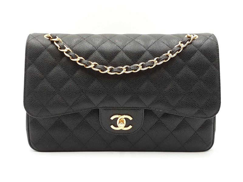 Chanel Jumbo Double Flap Bag In Black Quilted Caviar Leather Fw0725prxzdu