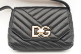 Dolce & Gabbana Logo Quilted Black Leather Shoulder Bag Eb0225pxzsa