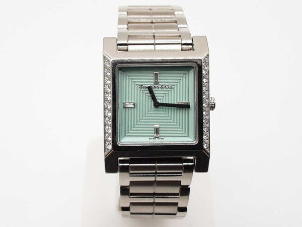 Tiffany & Co. 22 1837 Makers Square Blue Dial Steel Quartz Watch Do0725sxzde