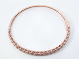 0.69 Cttw Diamond Bangle Bracelet In 14k Rose Gold 8.7 Grams 6 Inch Fw0426rpxdu