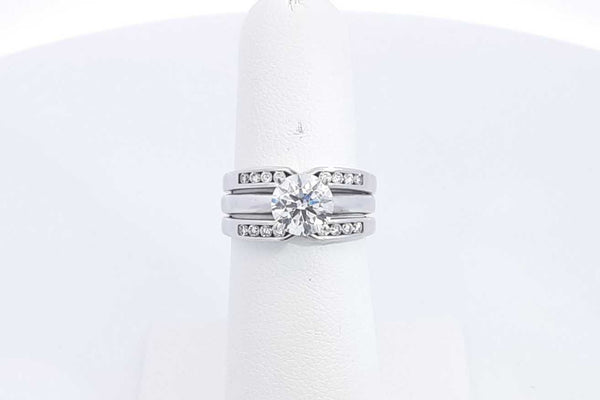 Round Center Diamond Approx. 1.15ctw Ring In 14k White Gold 6.58g Eb0524oxxzsa