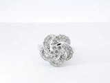 2.0 Cttw Diamond & 18k White Gold Floral Statement Ring 6 Grams Size 7 Fw00426prxdu