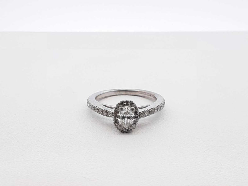 0.41 Cttw Diamond & 14k White Gold Halo Ring 2.7 Grams Size 4 Fw0625oxzdu