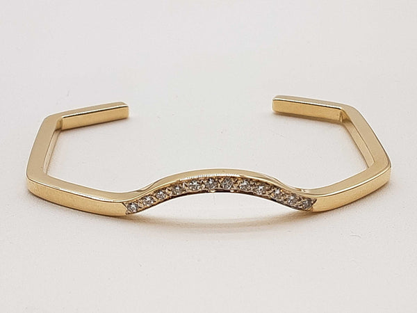 0.20 Cttw Diamonds 14k Yellow Gold 12.5g Geometric Cuff Bracelet 5.5 In Do0525rxzde