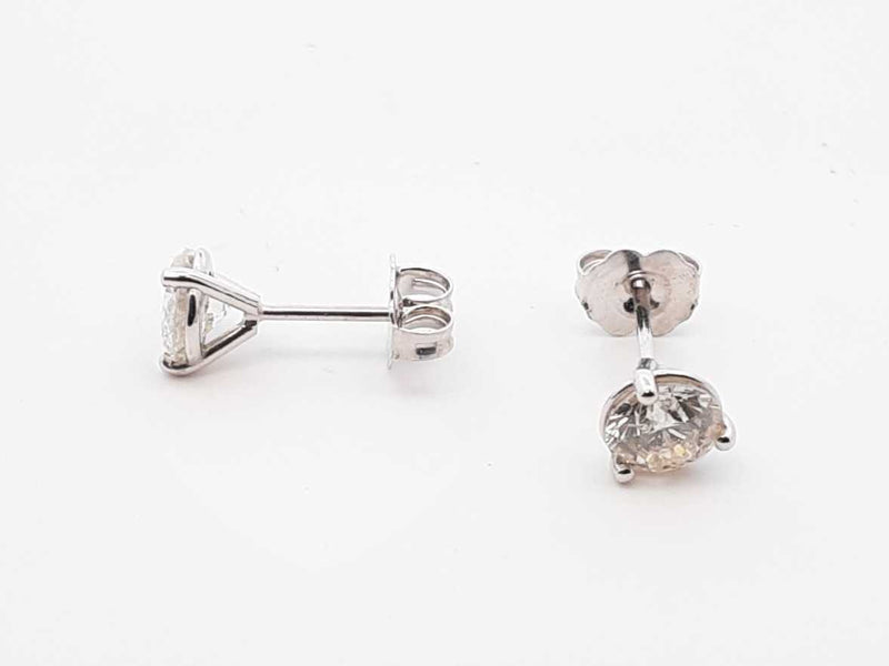 1.3 Cttw Diamond & 14k White Gold Stud Earrings 1.1 Grams Fw1123ixzdu