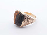 10k Yellow Gold Symbolic Tiger's Eye Ring Size 10.5 10.6g 5cttw Lh0724wxzde