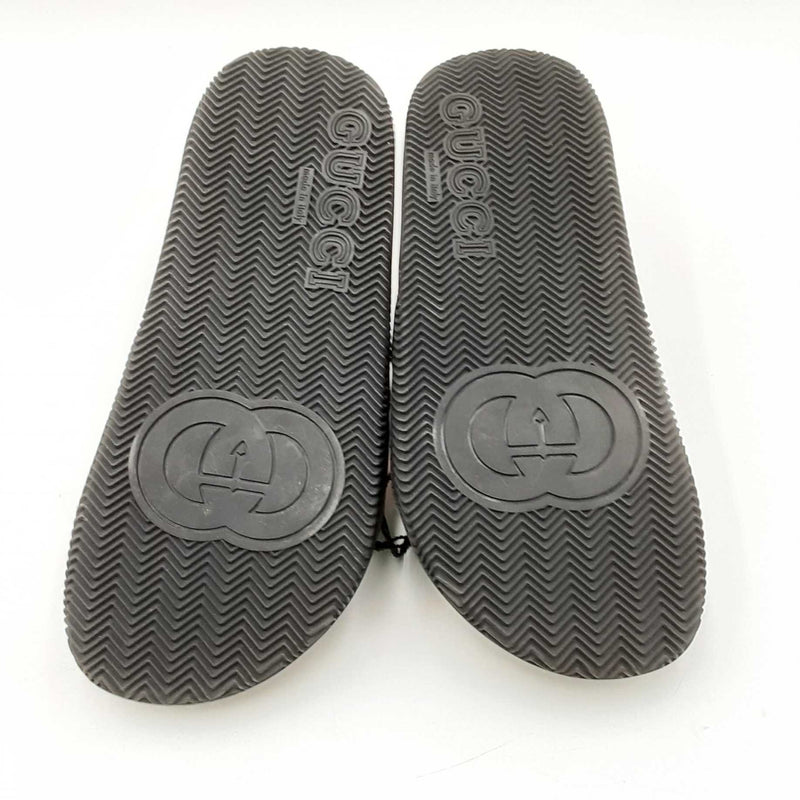 Gucci Gg Interlocking Black Rubber Sliders Size 6.5 Sd0525szdu