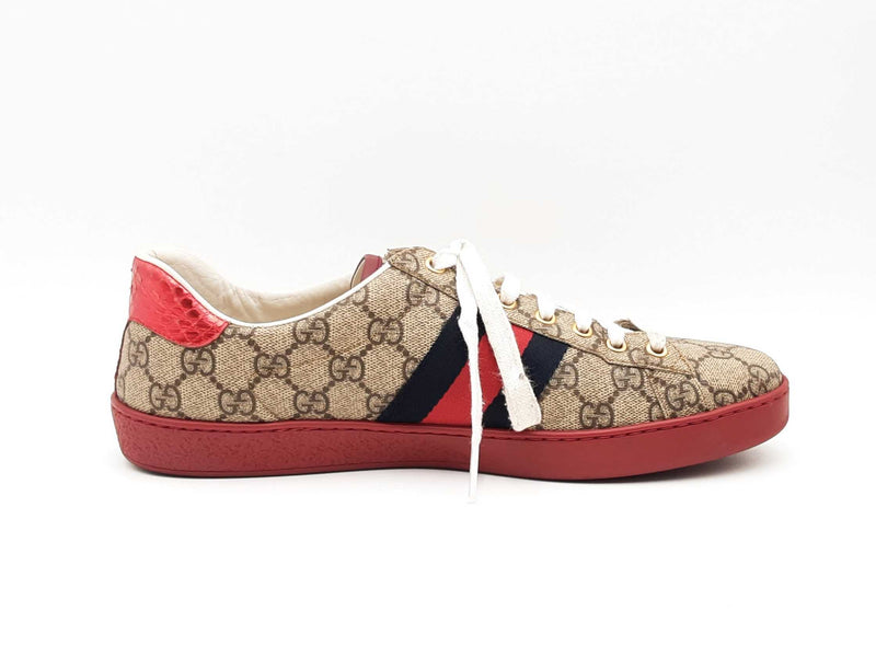 Gucci Ace Blue & Red Web Gg Supreme Monogram Sneakers Size Us9.5 Men Fw1224lrxsa