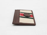 Gucci Web Card Holder Wallet In Beige Linen Fwlordu