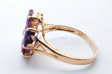 14k Yellow Gold Diamond Lab Amethyst Flower Ring Size 8 3.7g Lh0824lrxde