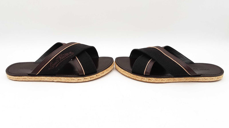 Louis Vuitton Canvas & Leather Espadrilles Slide Sandals Size 7 Men's Fw0725crdu