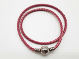 Pandora Moments Double Pink Braided Leather Bangle Bracelet 7.25 In Do0726lxde