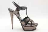 Yves Saint Laurent Tribute Gunmetal Metallic Platform Heels Size 39 Eb0626lrxsa
