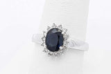 14k White Gold Diamond & Blue Gemstone Ring 3.3 Grams Size 8 Eb1125lwrsa