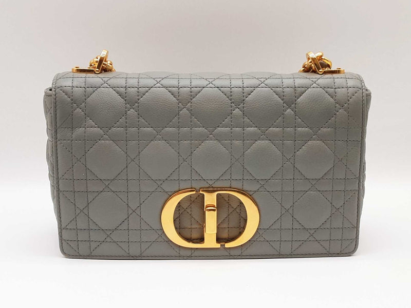 Christian Dior Medium Dior Caro Bag Stone Gray Cannage Calfskin Sd0825lrzxde