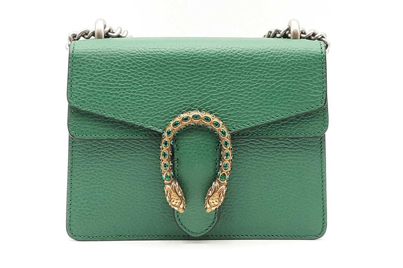 Gucci Green Leather Dionysus Shoulder Bag Eb1224sxzsa