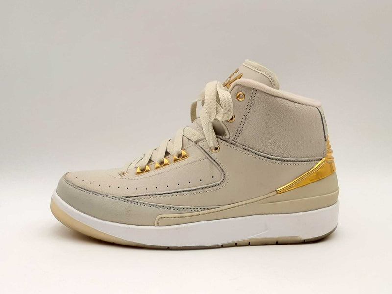 Nike Air Jordan 2 Quai 54 "Bone & Gold" Leather Sneakers Size 6 Youth Fw0125rxsa