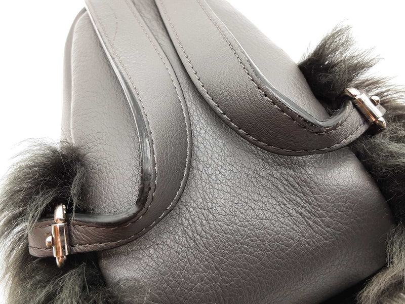 Fendi Monster Gray Leather Faux Fur Mini Backpack Pouch Bag Charm Do0925lrxde