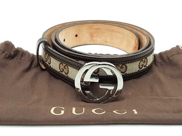 Gucci Interlocking G Buckle With Gg Supreme Canvas Belt Size 85|34 Fw0725izdu