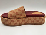 Gucci 573018 Angelina Beige Red Gg Canvas Platform Slides Size 39 Do0924lrxde