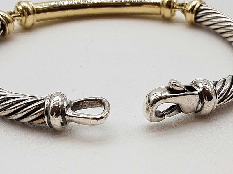 David Yurman Metro Cable 0.925 Silver 14k Yellow Gold 32.1g Bracelet 6.25 In Do0725rxzde