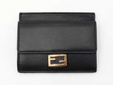 Fendi Baguette Card Holder Wallet In Black Nappa Leather Fw1025loxdu