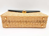 Gucci Sylvie Green Leather Tan Wicker Handbag Do0225exzde