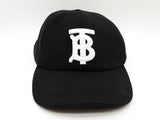 Burberry Tb White Embroidered Logo Black Cotton Baseball Hat Size Lg Do0526lxzde