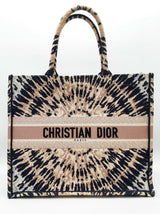 Christian Dior Book Tote Navy Blue Pink Tie Die Large Tote Bag Do0526lpwxde