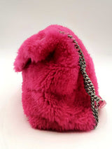 Yves Saint Laurent Loulou Ysl Fuchsia Shearling Shoulder Bag Eb1224loxzsa