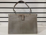 Bottega Veneta Frame Gray Crocodile Top Handle Handbag Vc0926ozxzmia