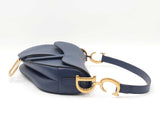 Christian Dior Saddle Bag In Deep Ocean Blue Grained Leather Fw1026llxzdu