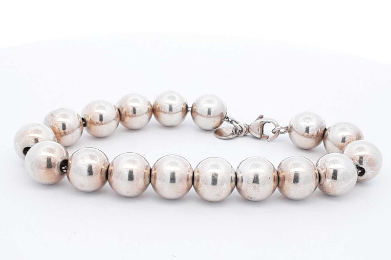 Tiffany & Co. 925 Sterling Silver Bead Bracelet 18.9 Grams 7.25 Inch Eb0125exsa