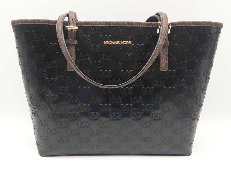 Michael Kor Brown Logo Patent Leather Tote Bag Do0825rxde