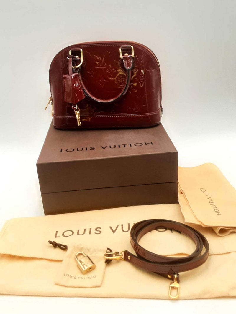 Louis Vuitton Monogram Dark Red Vernis Leather Alma Top Handle Bag Eb0225exzsa