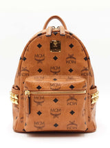 Mcm Mini Stark Side Studs Backpack In Cognac Visetos Coated Canvas Fw0126oexdu